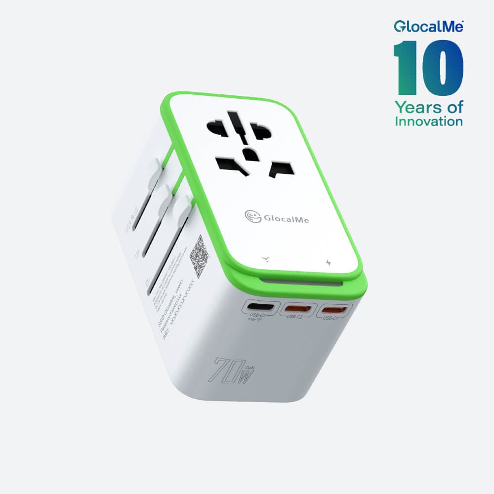 GlocalMe RoamPlug Adapter with 4G WIFI Hotspot