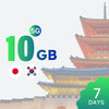 5G LTE 10GB 7天日本和韓國數據套餐