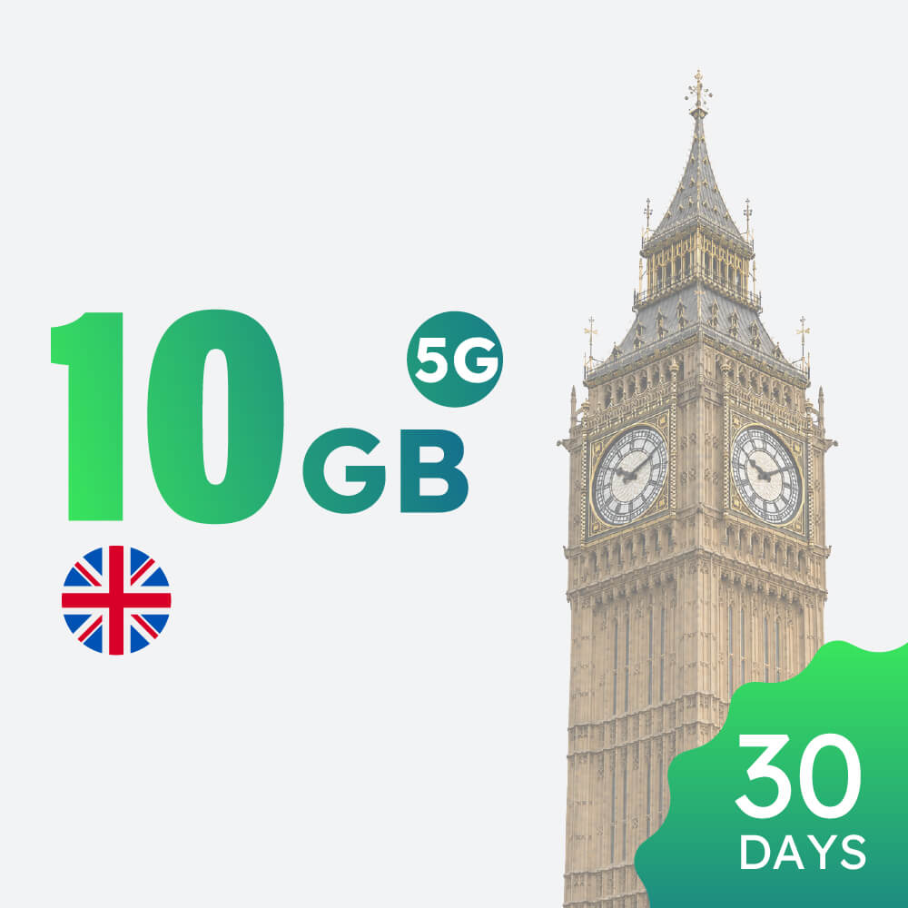 【5G】United Kingdom 10GB 30-day Data Package