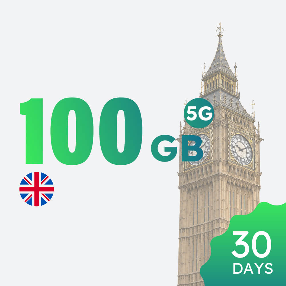 【5G】United Kingdom 100GB 30-day Data Package