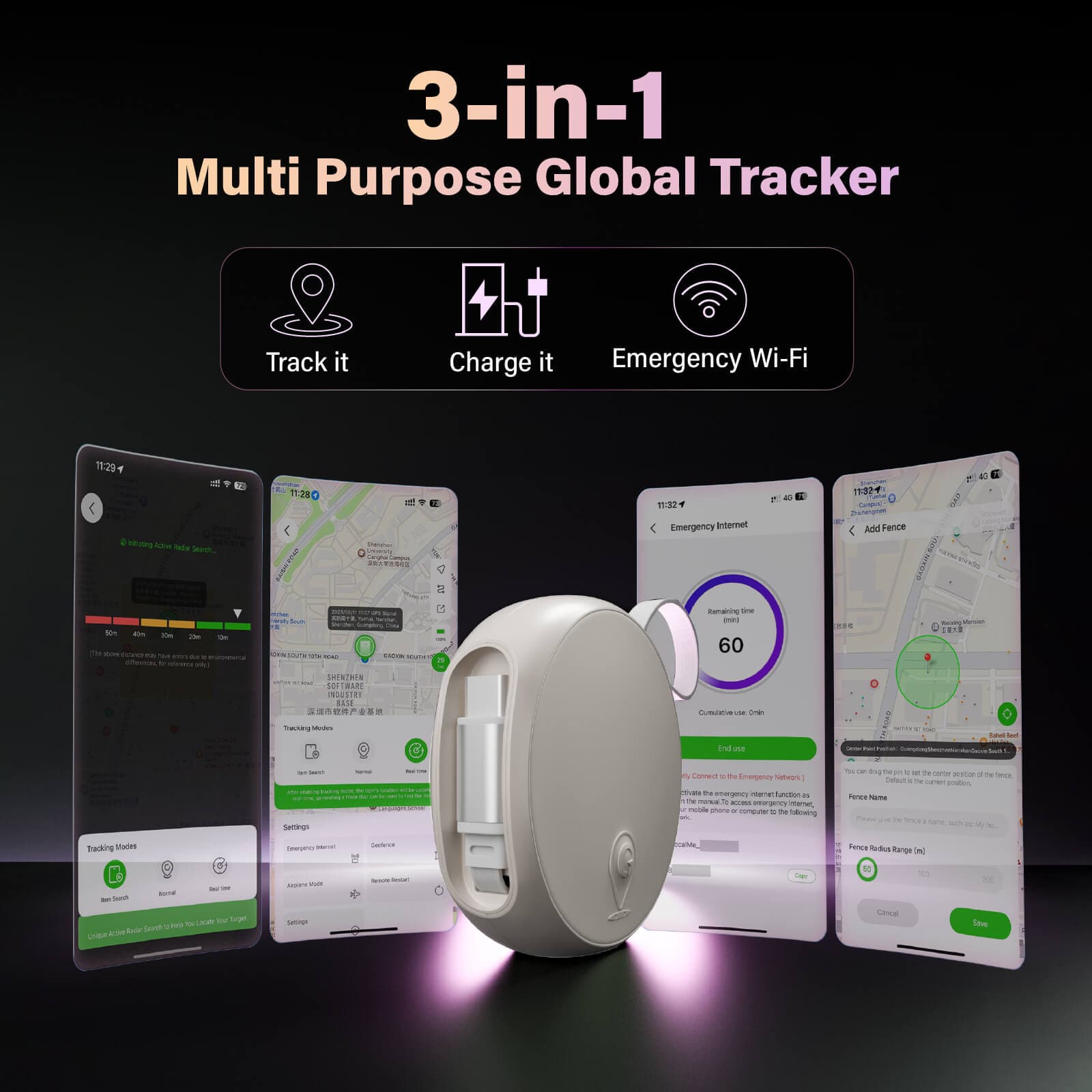 UniCord Plus | The Ultimate 3-in-1 Universal Tracker - GlocalMe